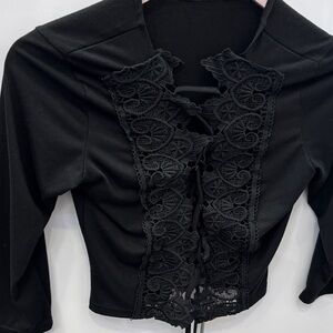 Express Black Lace Detail Blouse